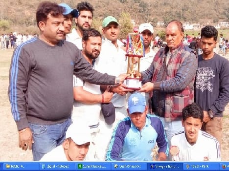 Sinpi XI cricket trophy won by the Bajrang